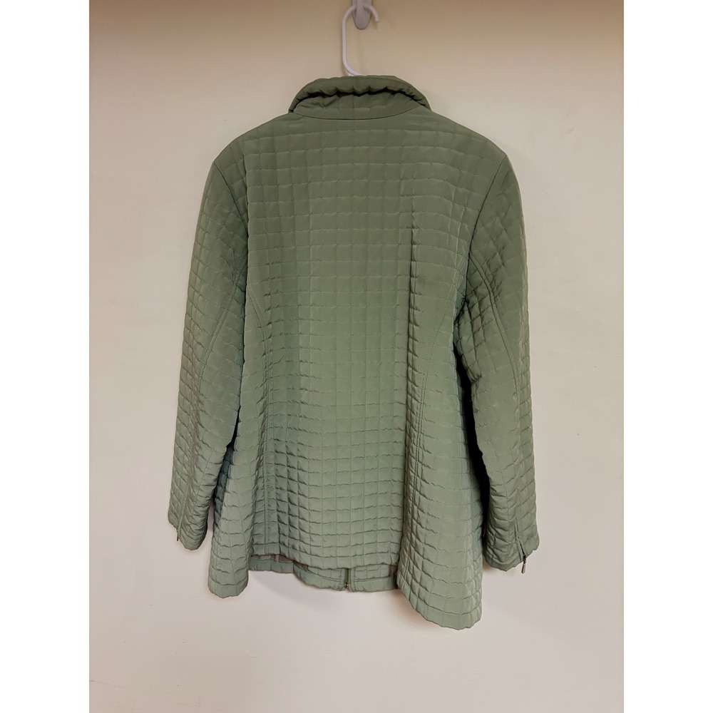 Portrait Womens 1X Sage Green Quilted Zip Front Jacket Lightweight Coat Pocketed - Picture 2 of 8
